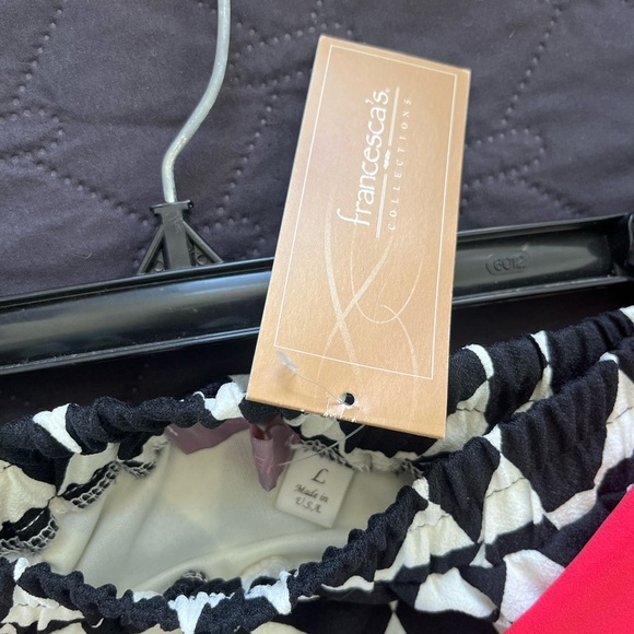 Francesca's Collections Black and White Bubble Skirt Tie Front Cocktail - Picture 5 of 5